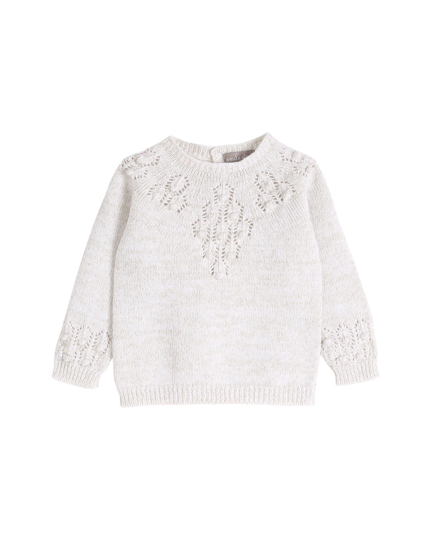 Pull bébé écru laine merinos, cachemire et lurex doré