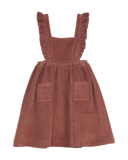 Robe salopette velours auburn