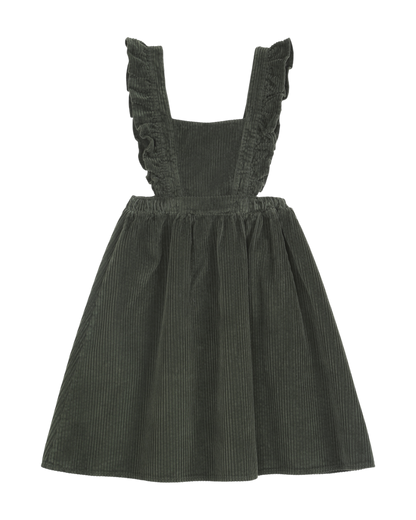 Robe salopette velours olive
