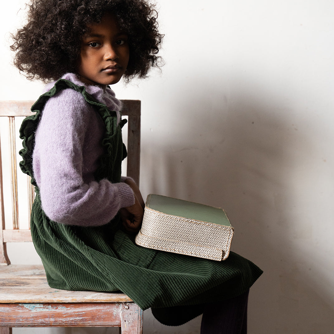 Robe salopette velours olive