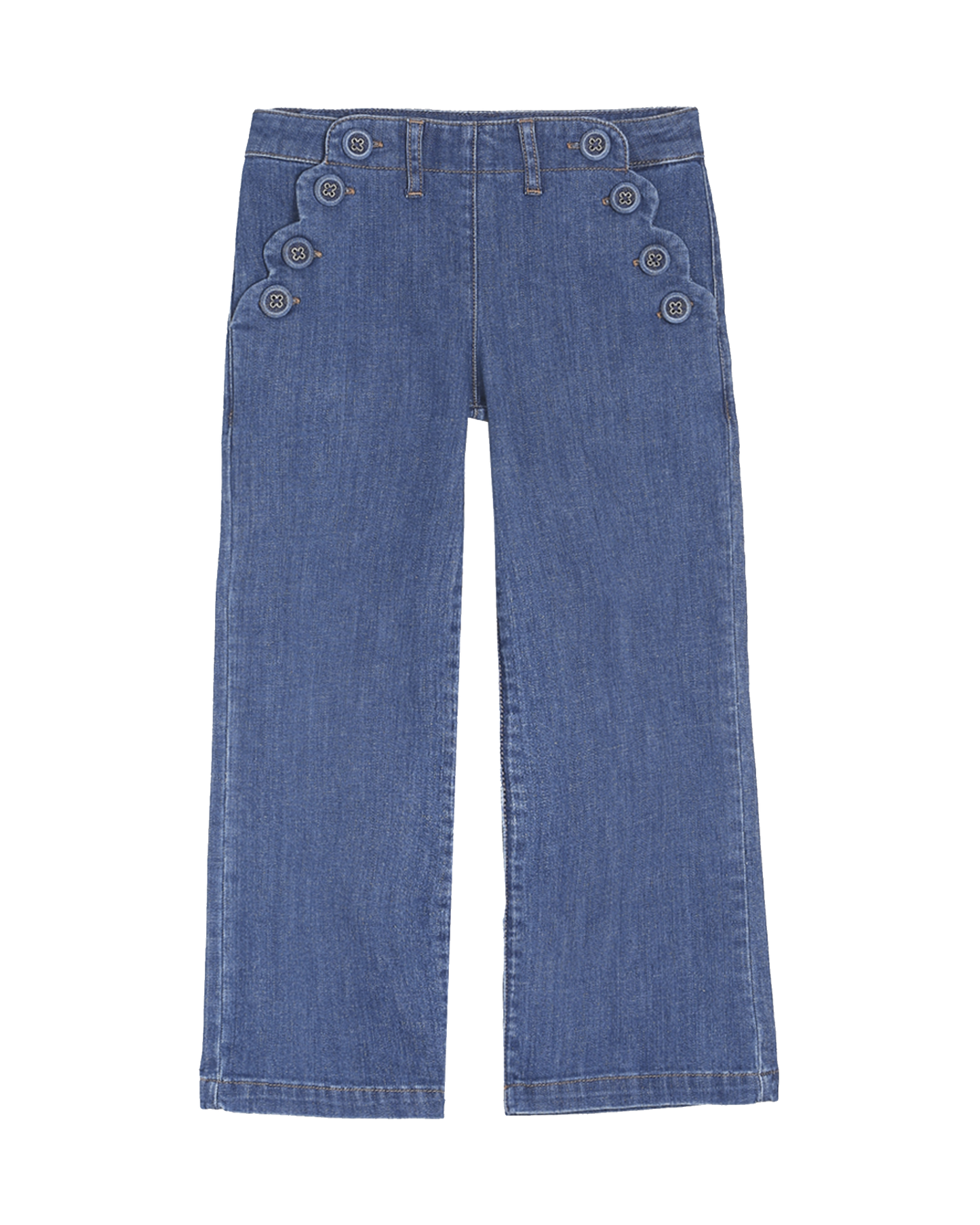 Pantalon à pont fille coton stretch medium bleach