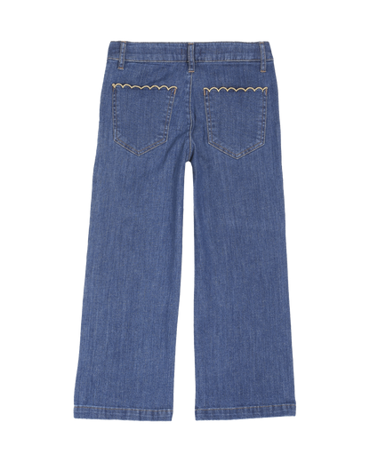 Pantalon à pont fille coton stretch medium bleach