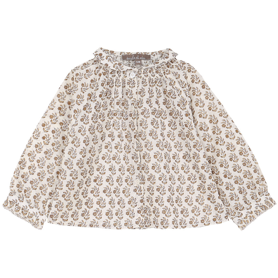 blouse bebe en voile de coton pâquerette ecru