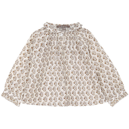 blouse bebe en voile de coton pâquerette ecru