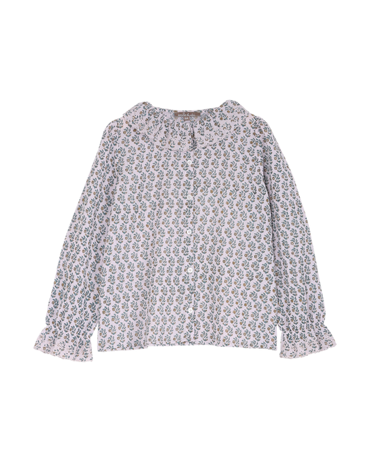 blouse fille en voile de coton creponne pâquerette parme