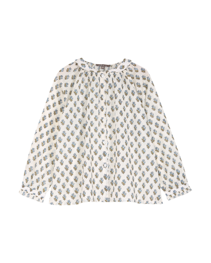 blouse fille en voile de coton iris bleu