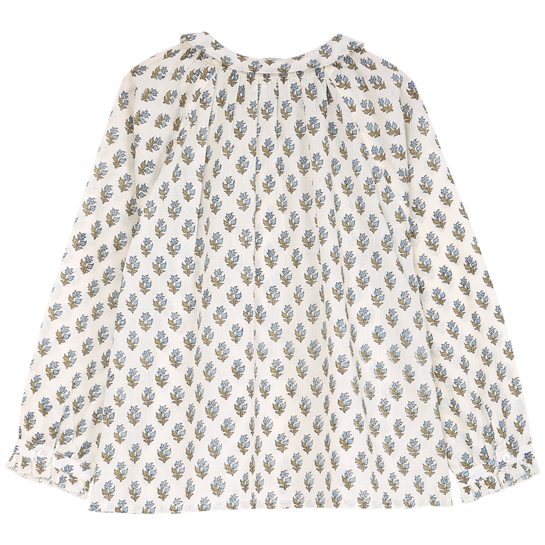 blouse fille en voile de coton iris bleu