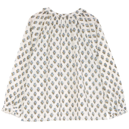 blouse fille en voile de coton iris bleu