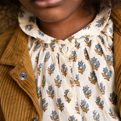 blouse fille en voile de coton iris bleu