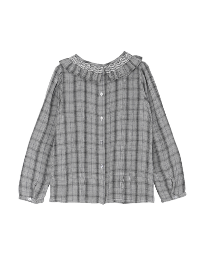 blouse smockee en viscose mini check