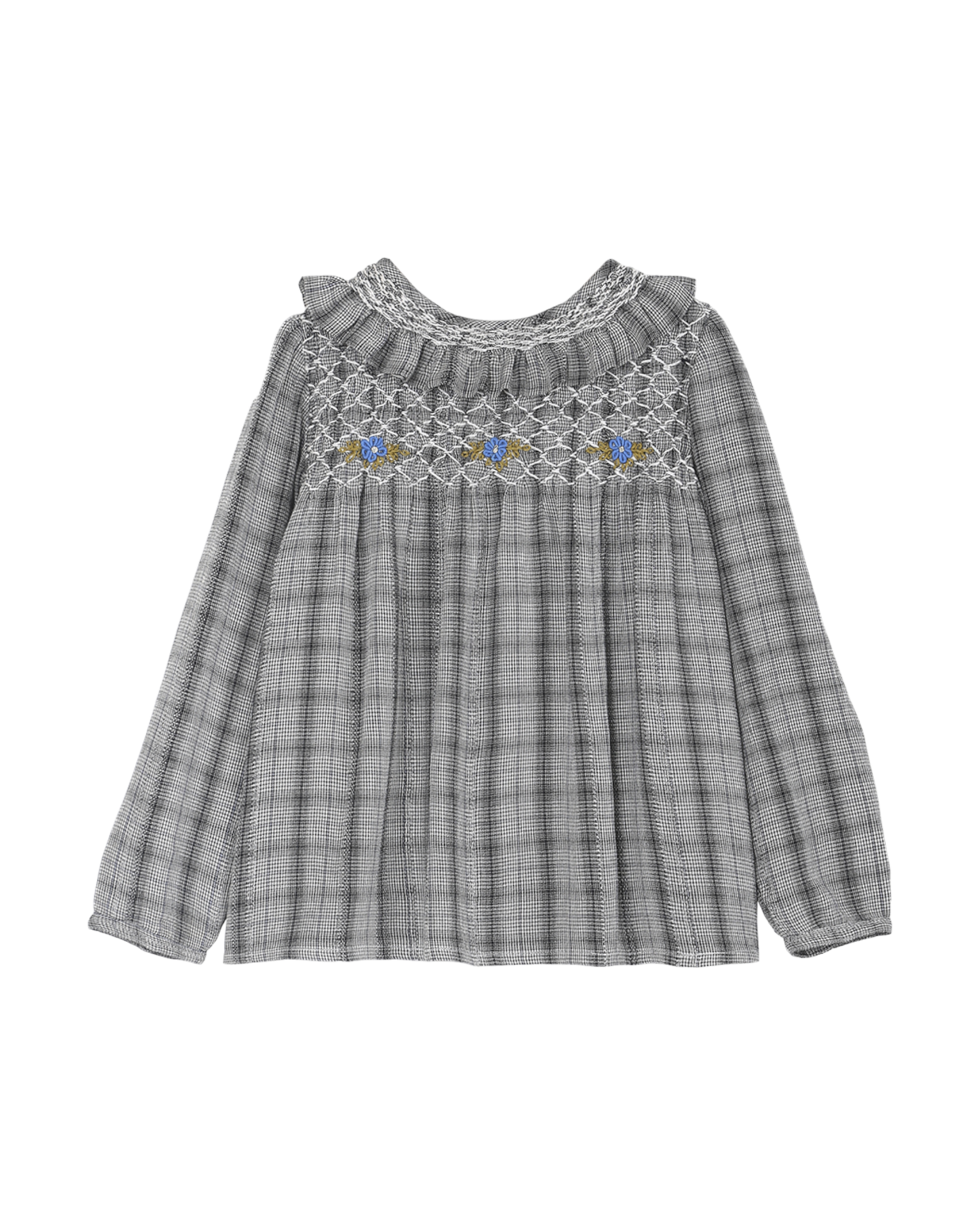 blouse smockee en viscose mini check