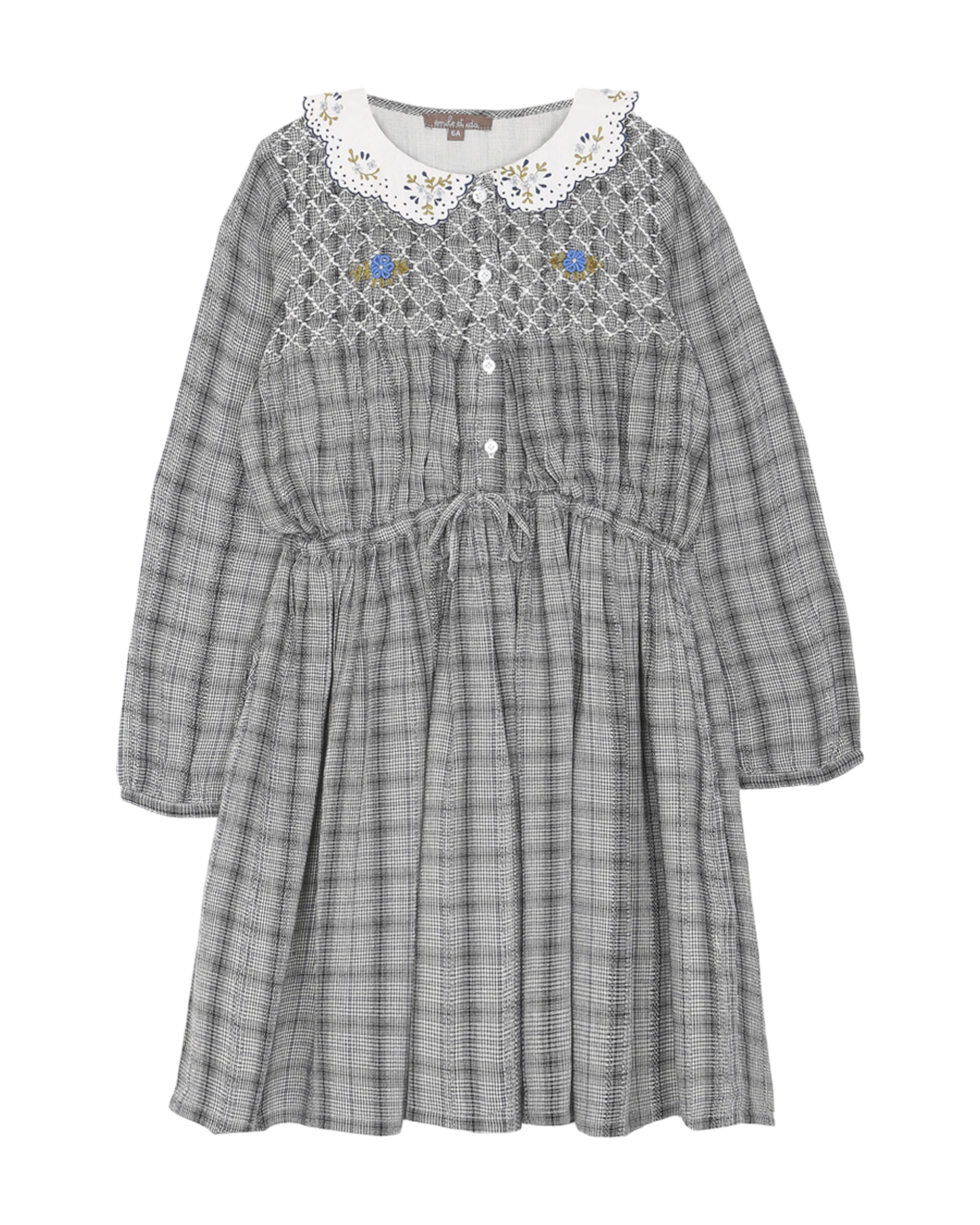 robe smockee en viscose mini check