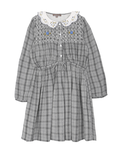 robe smockee en viscose mini check