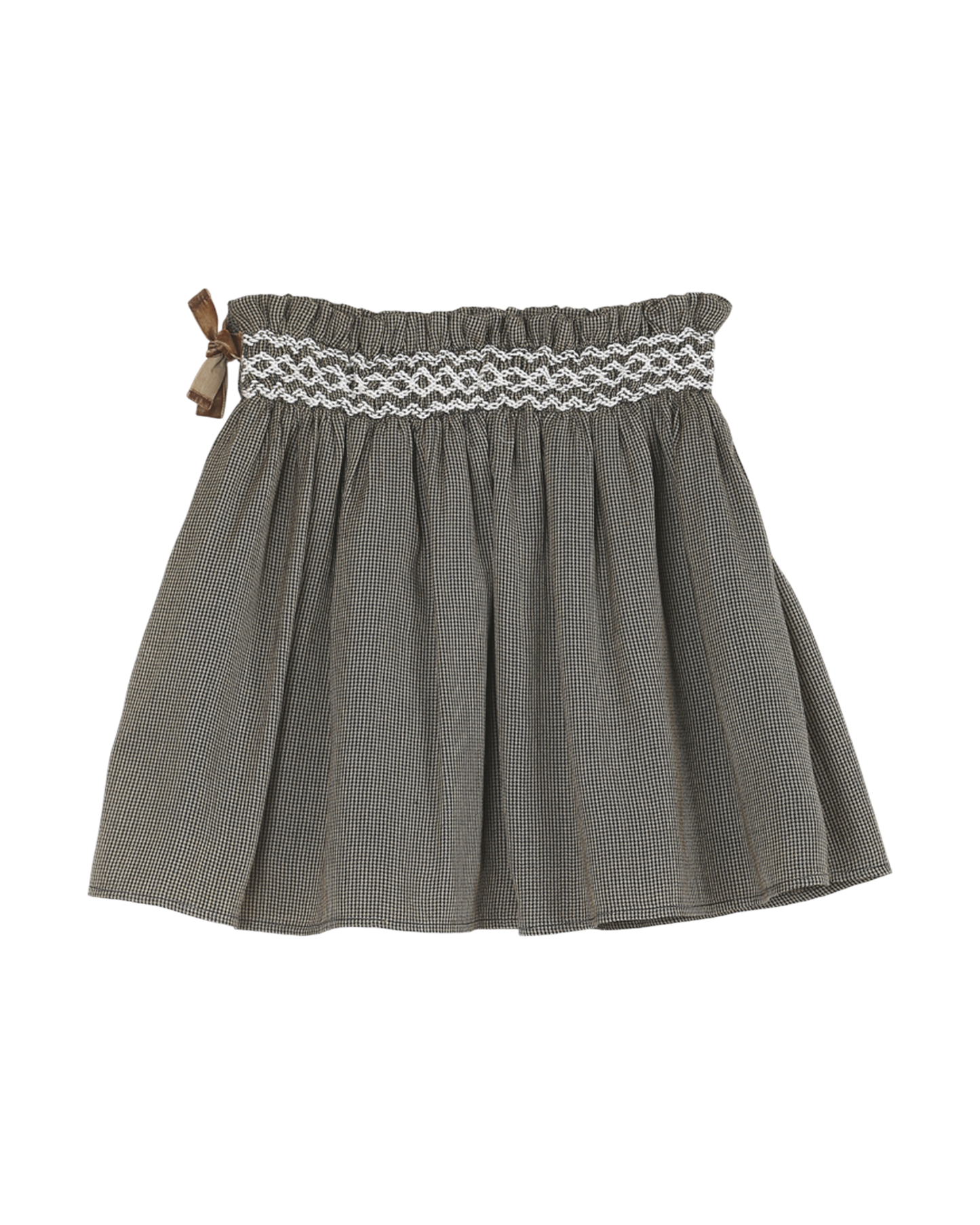 jupe courte fille smockee en viscose pied de puce