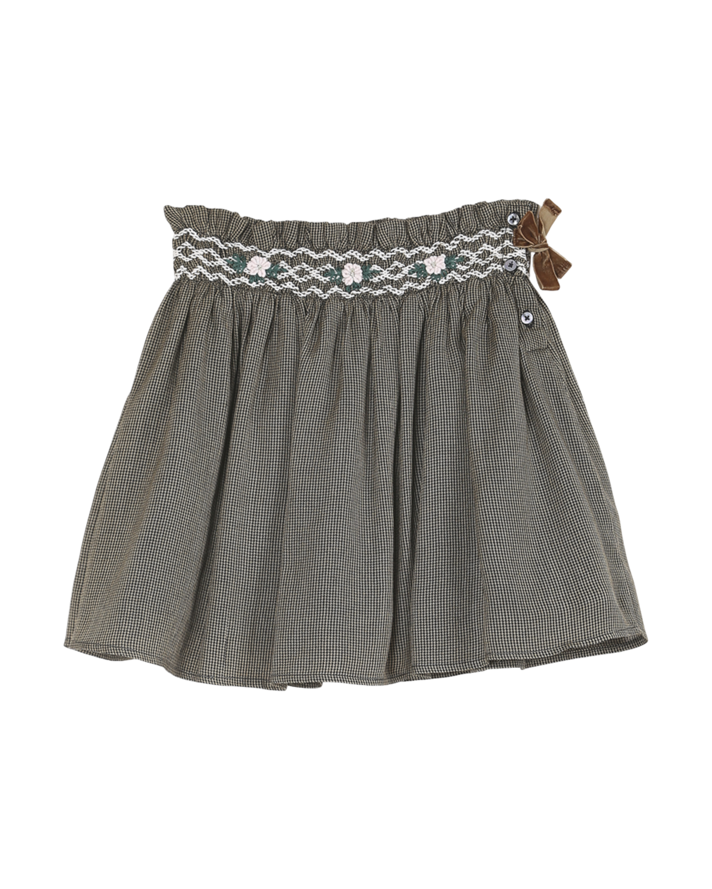 jupe courte fille smockee en viscose pied de puce