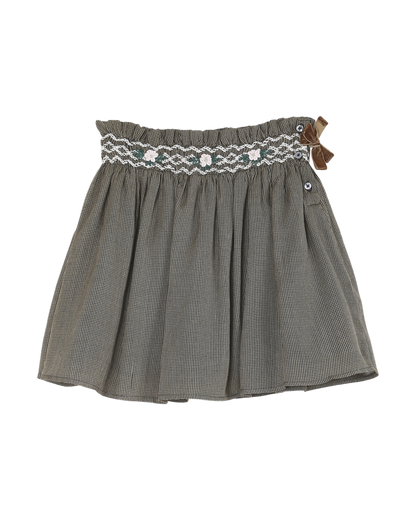 jupe courte fille smockee en viscose pied de puce