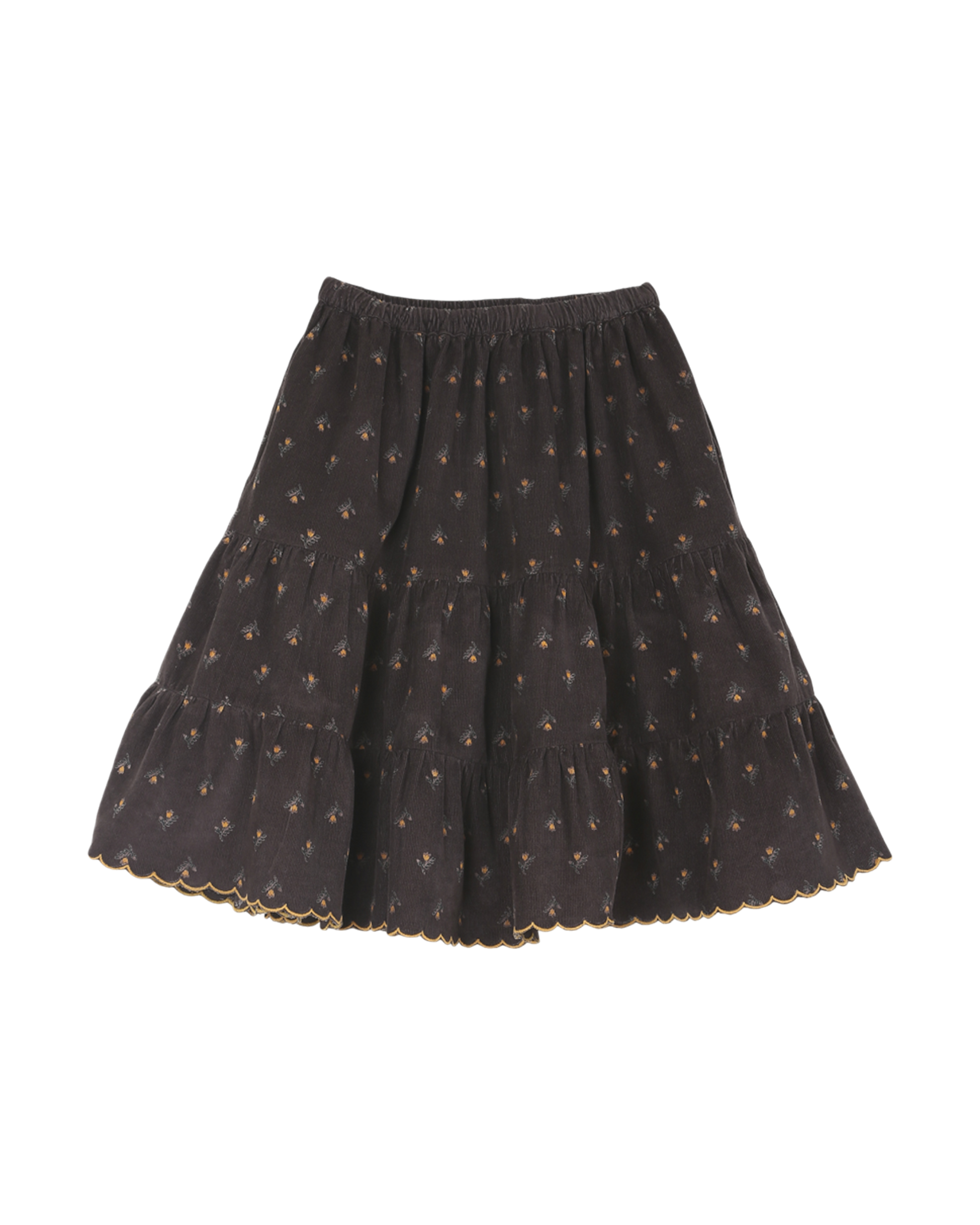 jupe a etages fille en velours imprime jonquille