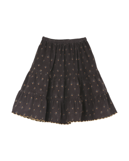 jupe a etages fille en velours imprime jonquille
