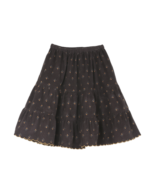 jupe a etages fille en velours imprime jonquille