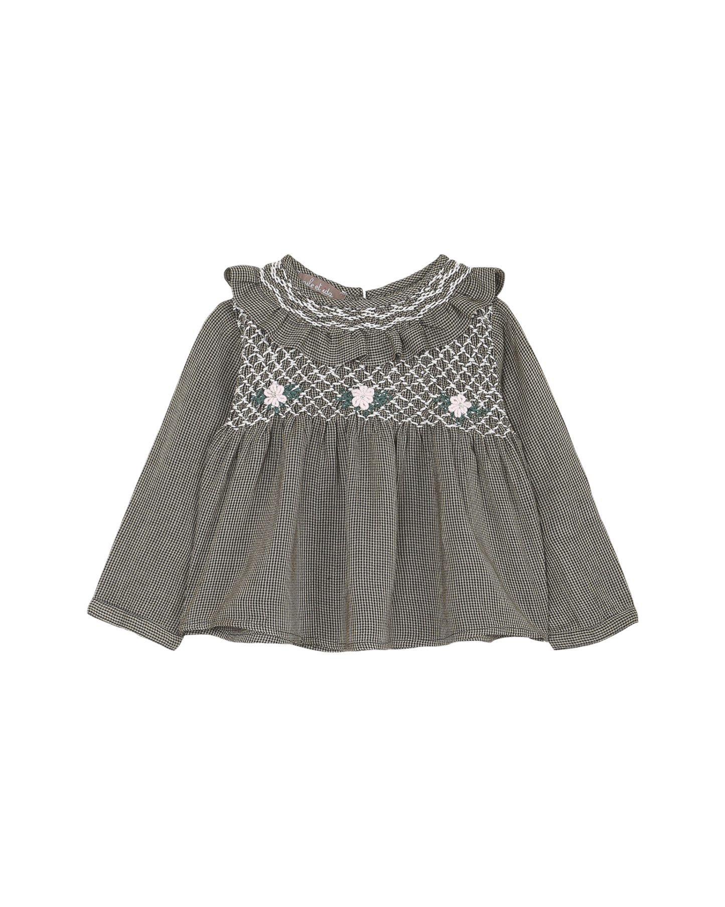 Blouse smockée en viscose pied de puce