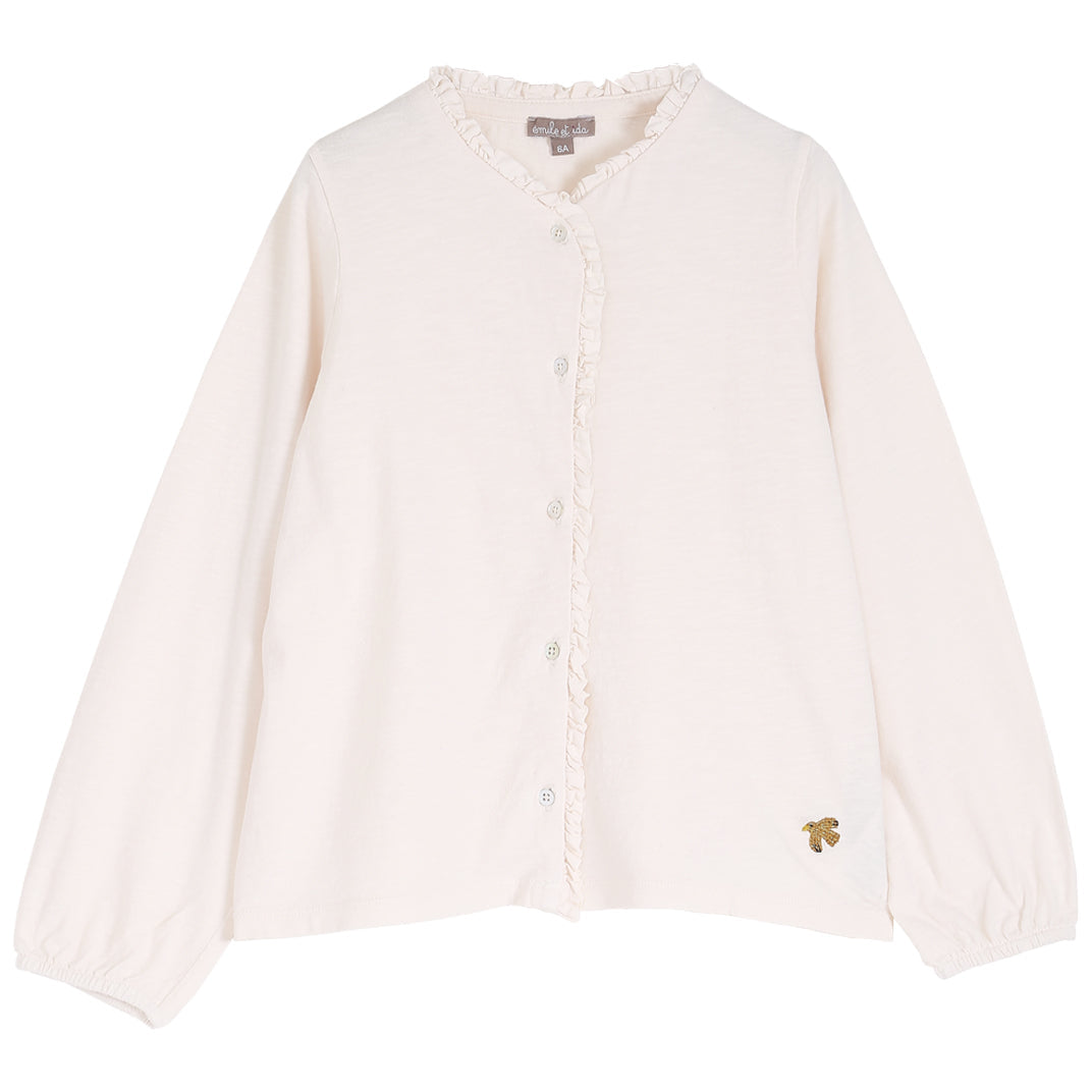 tee shirt fille en coton flamme bio ecru