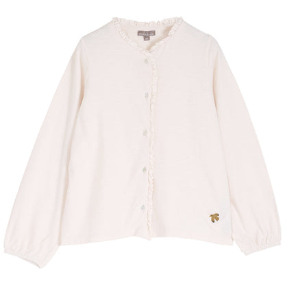 tee shirt fille en coton flamme bio ecru