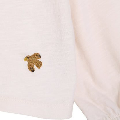 tee shirt fille en coton flamme bio ecru