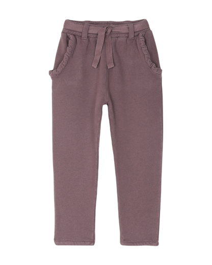jogger fille en coton bio molletonne prune