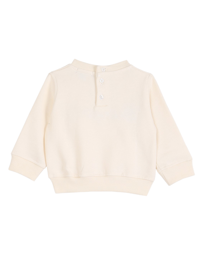 Sweat bébé coton bio molletonné écru ourson