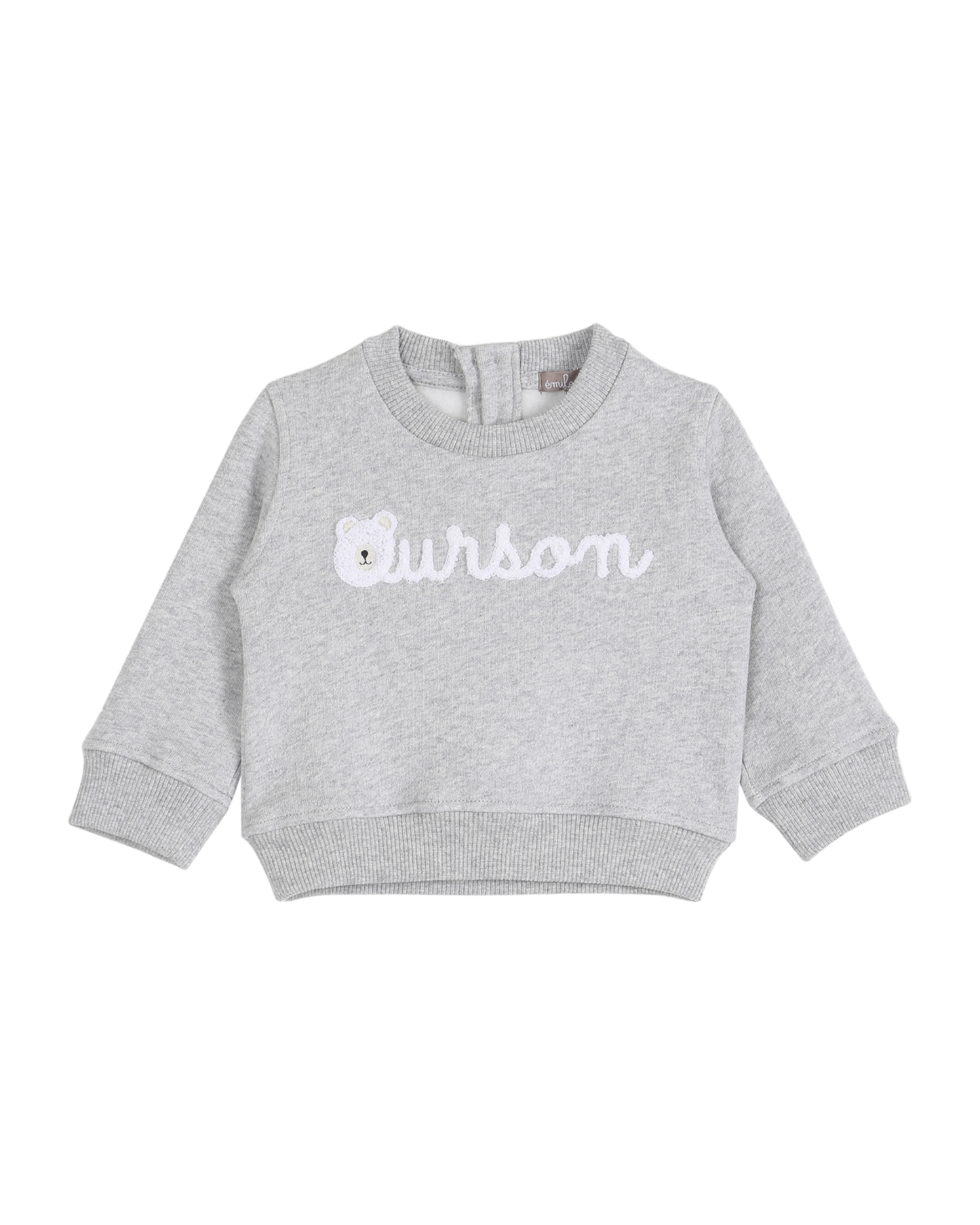 sweat en coton bio gris chine ourson