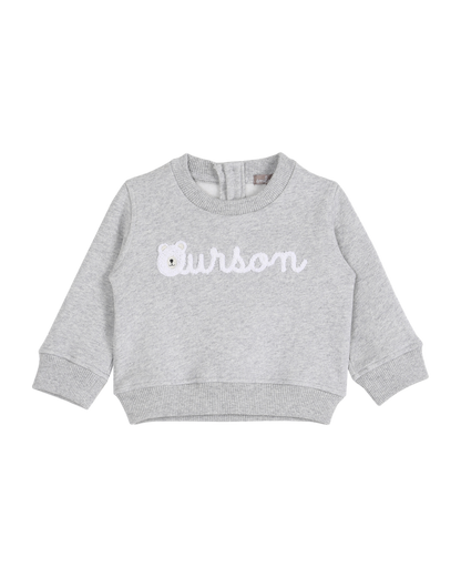 sweat en coton bio gris chine ourson