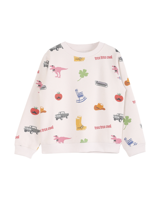 Sweatshirt en coton bio ecru imprime