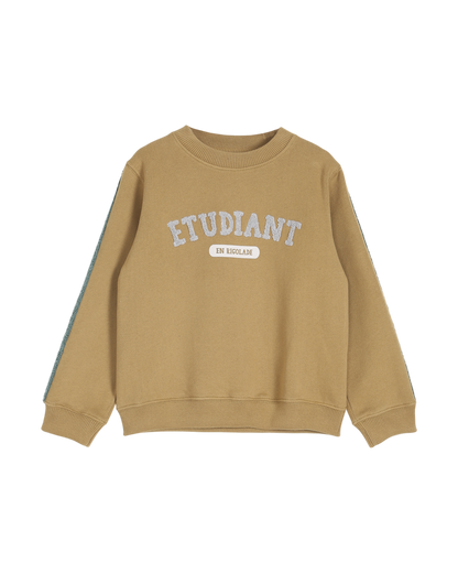 sweat shirt garcon en coton bio molletonne imprime l'etudiant en rigolade