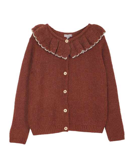 Cardigan collerette rouille