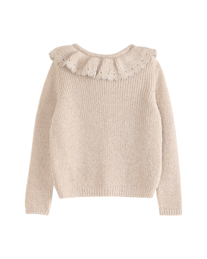 Cardigan collerette lurex beige