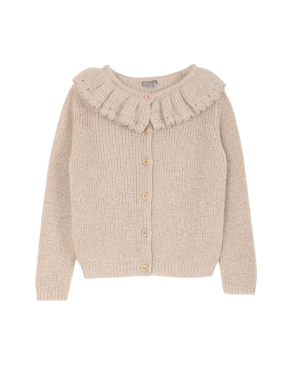 Cardigan collerette lurex beige
