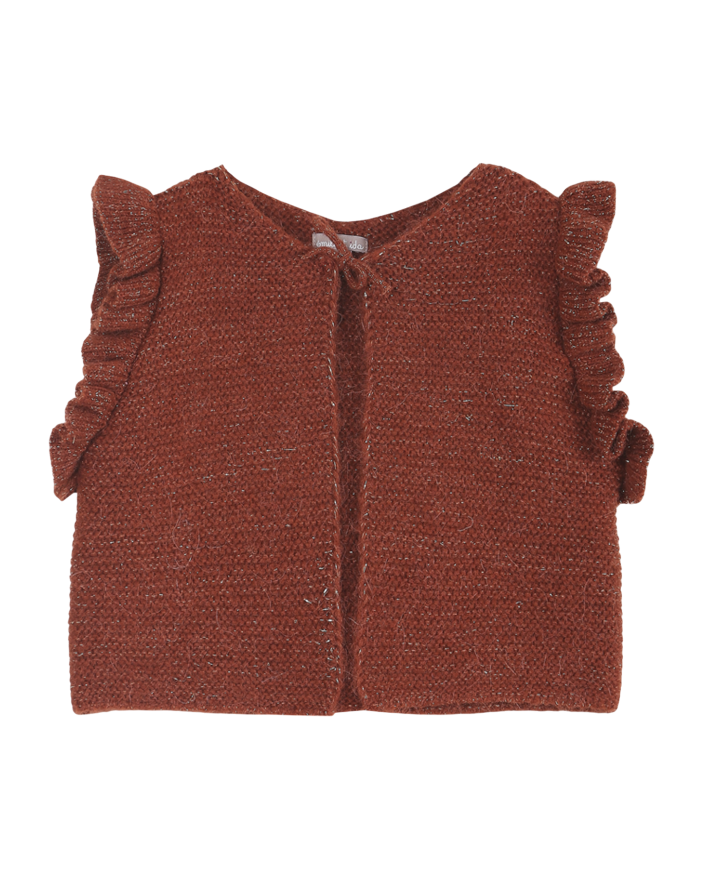 gilet sans manches laine d'alpaga rouille lurex