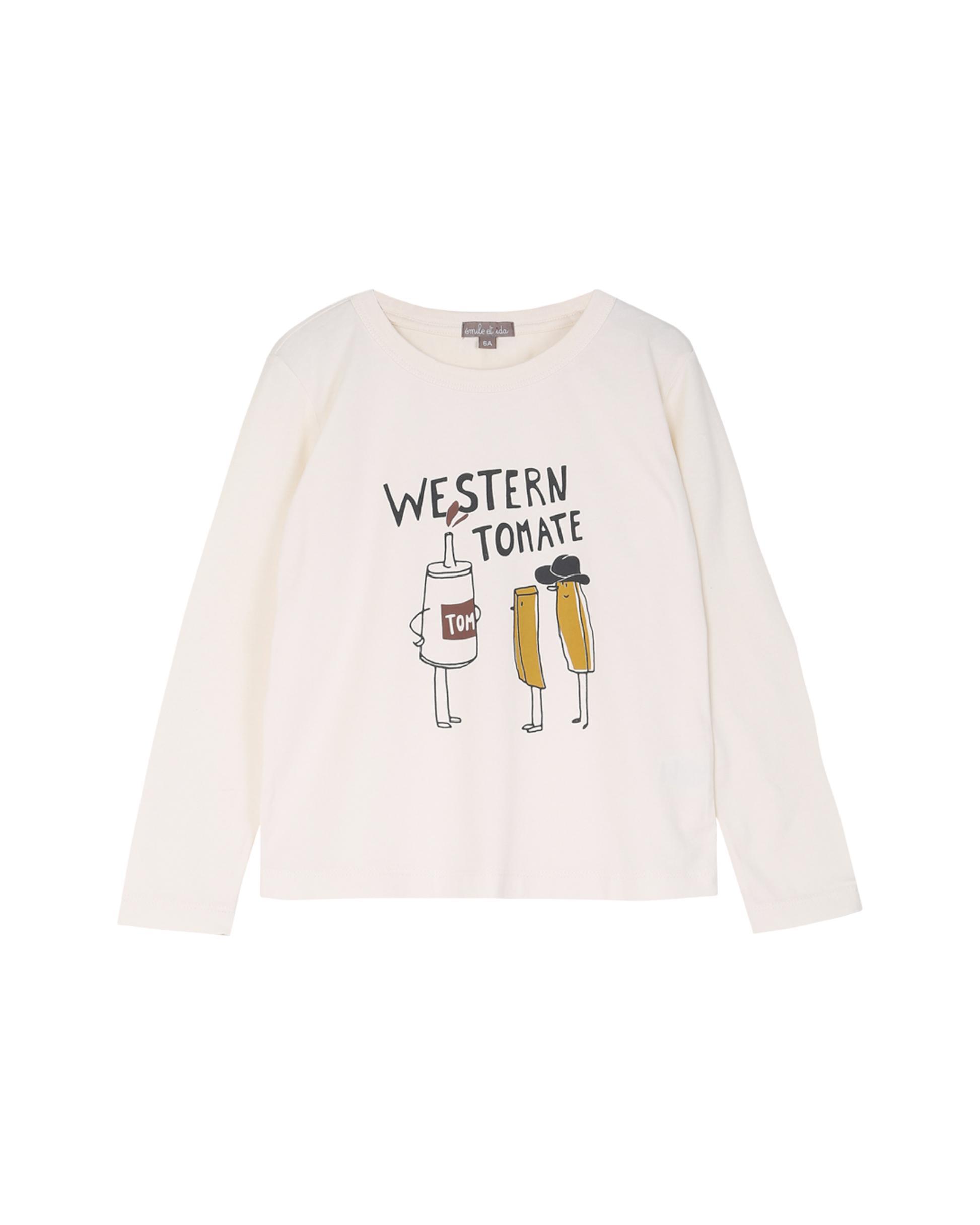 T-shirt en coton écru imprimé western tomate