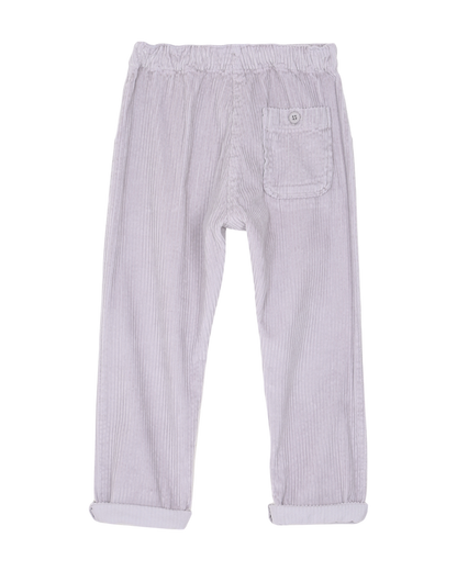 pantalon garcon en velours a grosses côtes brume
