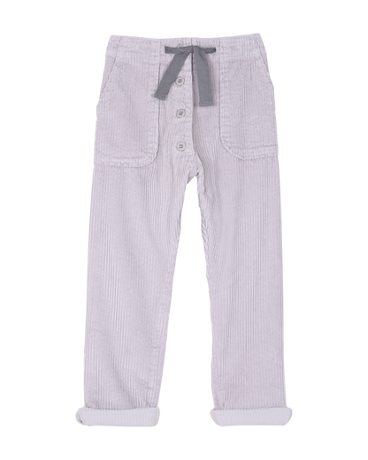 pantalon garcon en velours a grosses côtes brume