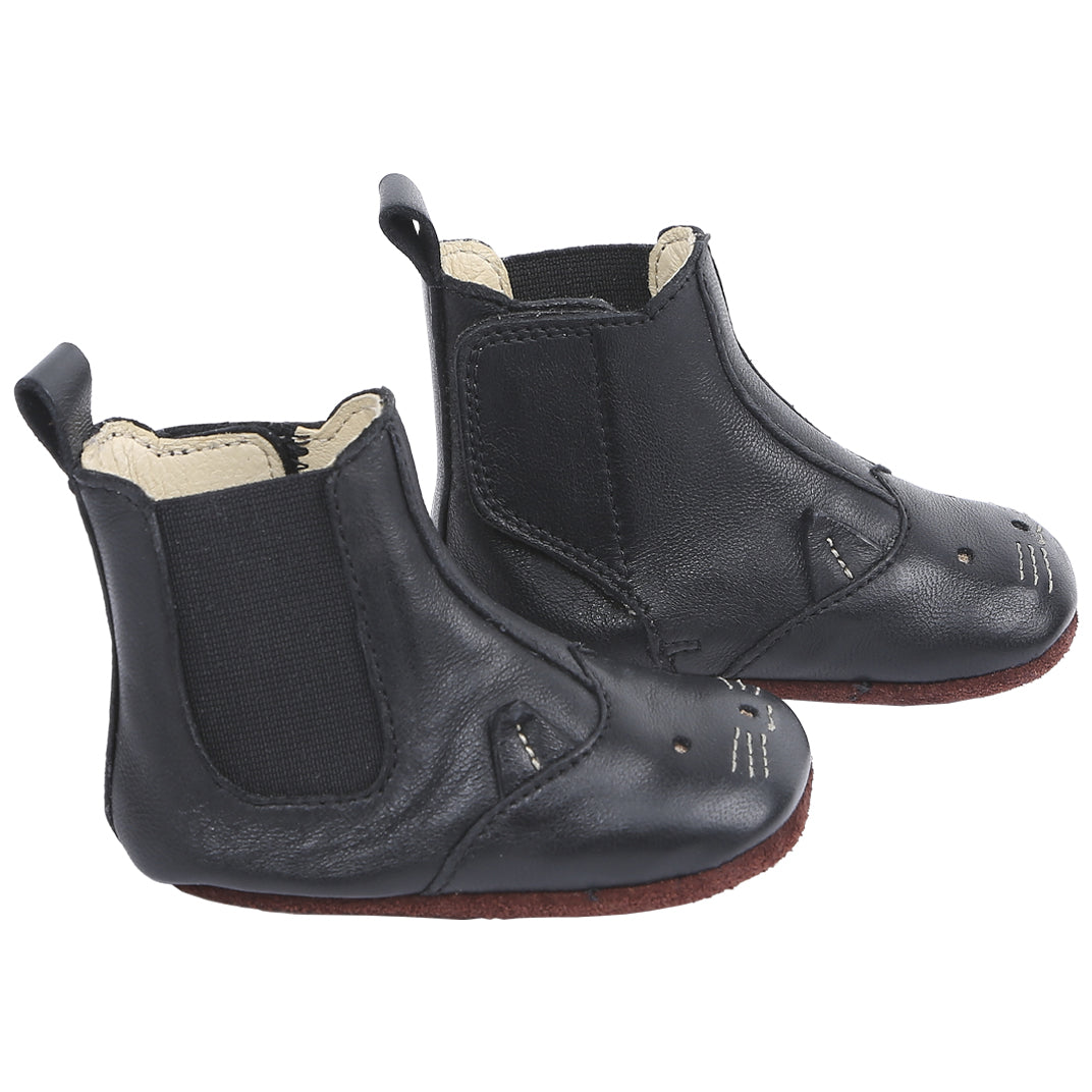 bottines de marche bebe chat en cuir noir