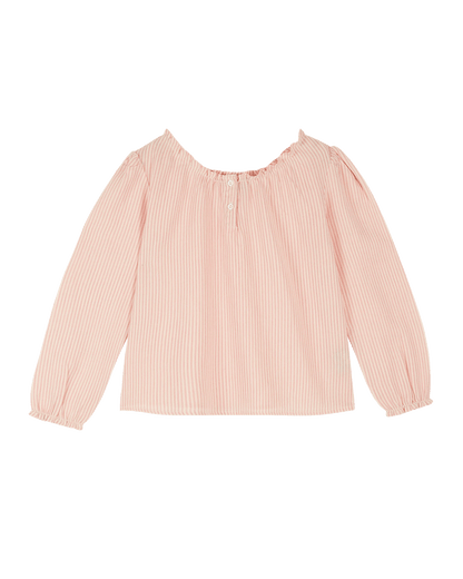 Blouse coton rayure rose