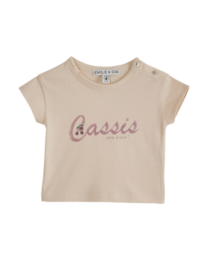 T-shirt coton cassis crème