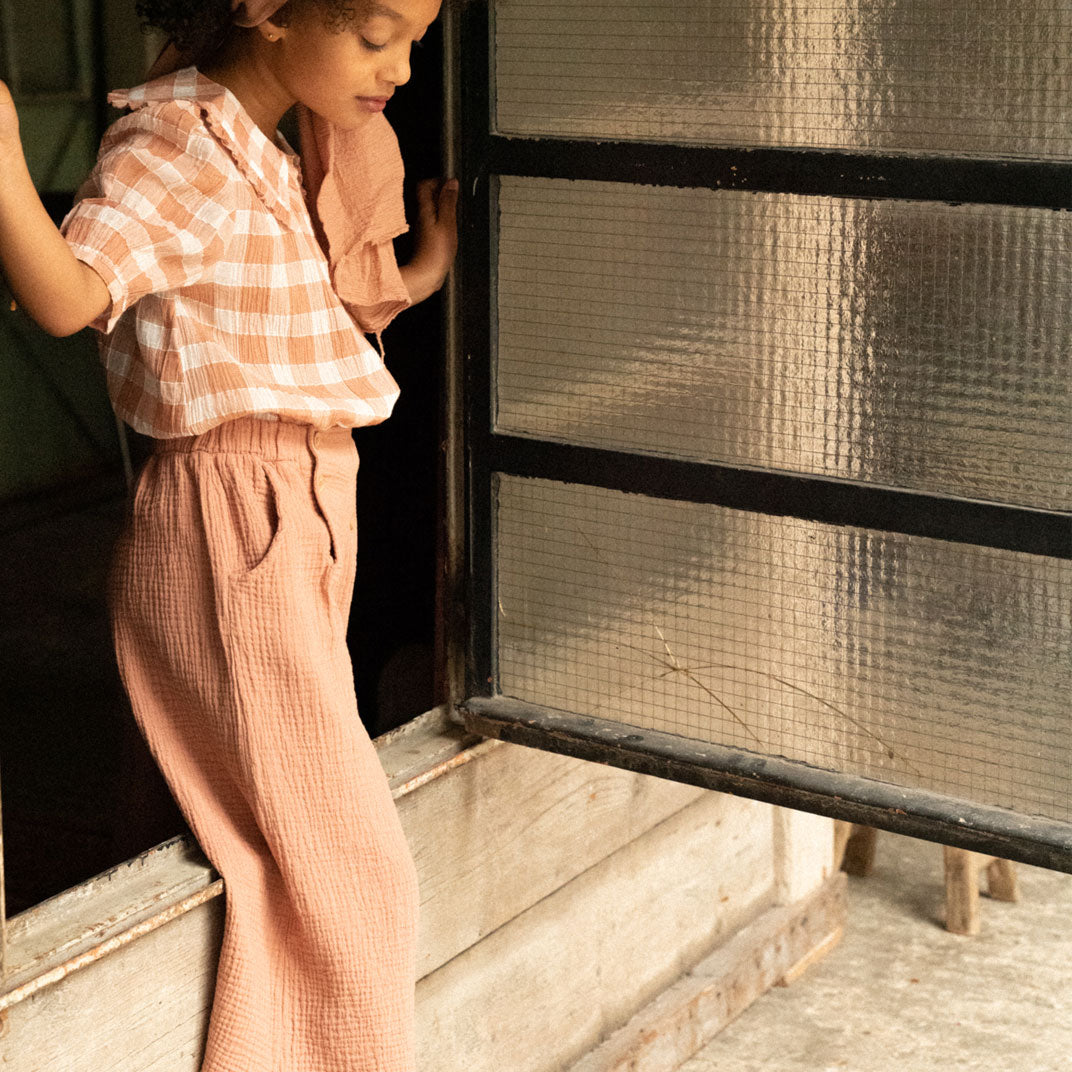 Pantalon double gaze de coton terracotta