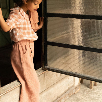 Pantalon double gaze de coton terracotta