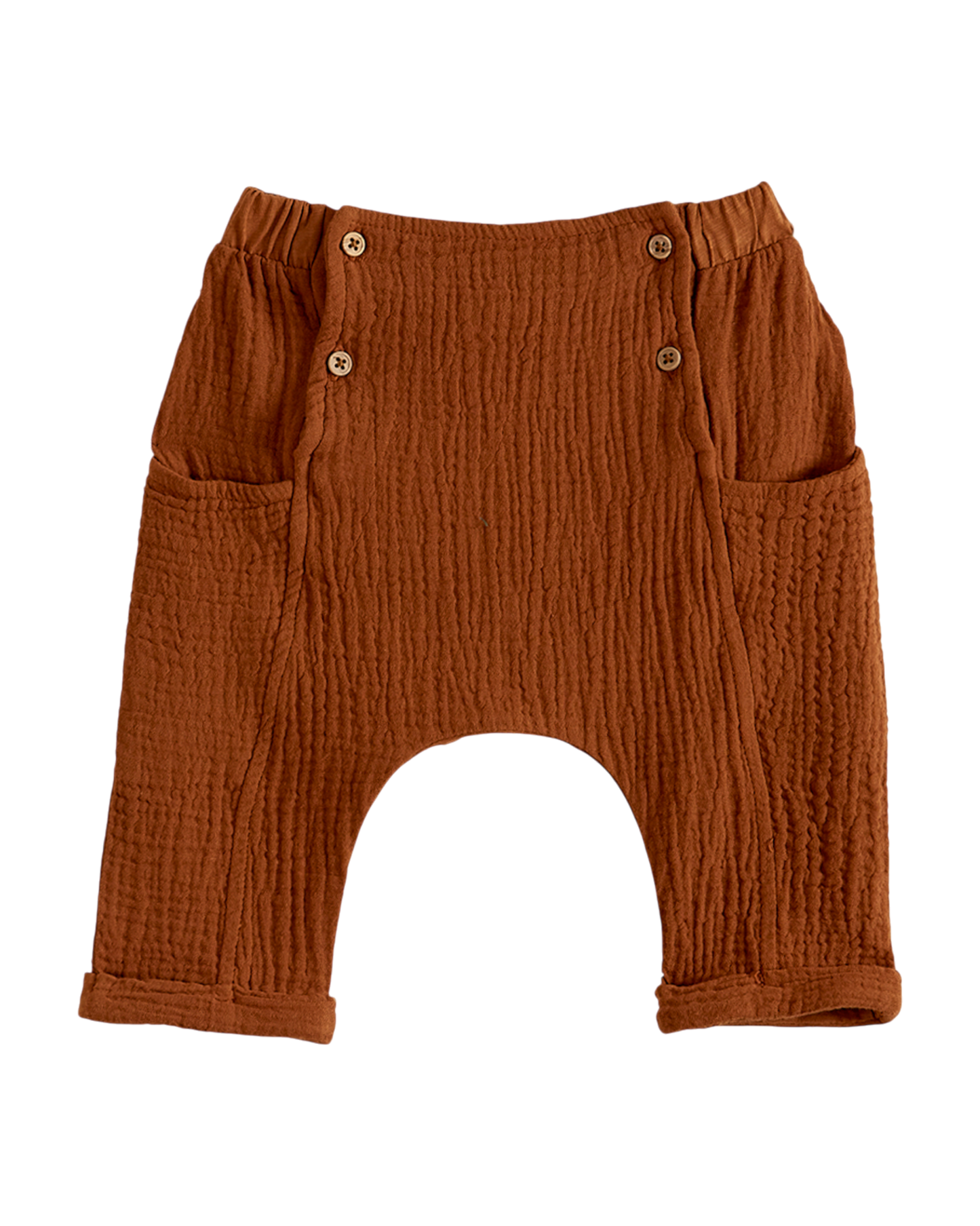 Sarouel gaze de coton double face marron