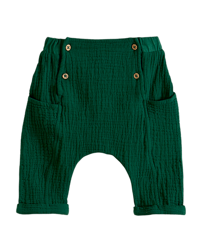 Sarouel gaze de coton double face vert