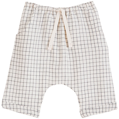 Pantalon crêpe de coton carreaux écru