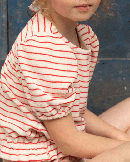 T-shirt éponge rayures rouge