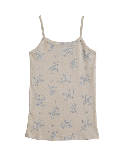 Débardeur coton bio à fleurs écru